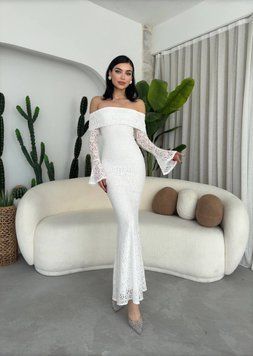 Мереживна сукня максі з відкритими плечима S Lili фото