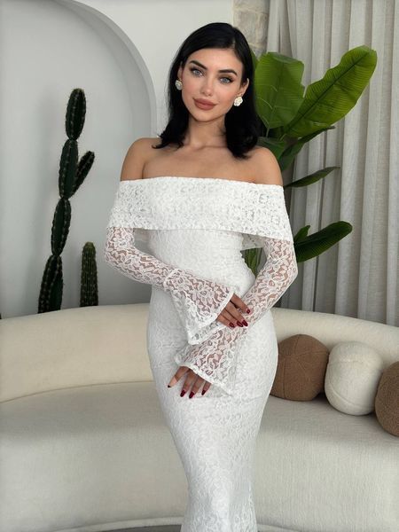Мереживна сукня максі з відкритими плечима S Lili фото