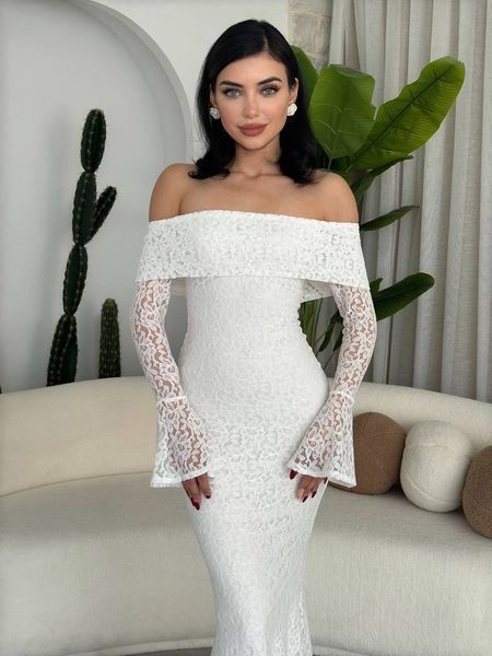 Мереживна сукня максі з відкритими плечима S Lili фото