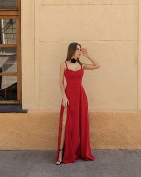 Атласна сукня максі червоного кольору  M Lola9 фото