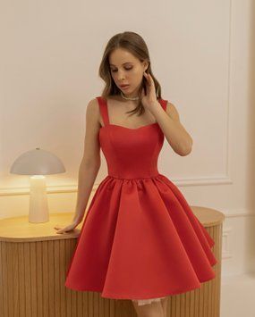 Стильна червона сукня міні з пишною спідницею XS Sandi.2 фото